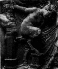 Сатир и герма, деталь мраморного саркофага (II век н. э.. Музей Фарнезе. Неаполь)